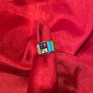 Multi gemstone sterling silver ring.